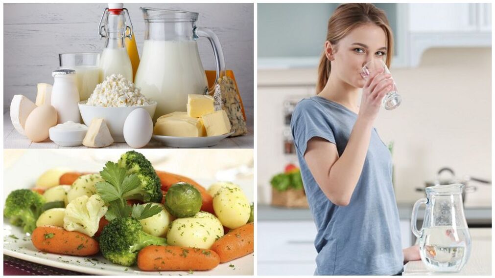 Gut alevlenmesi için diyet - su, süt ürünleri, haşlanmış sebzeler